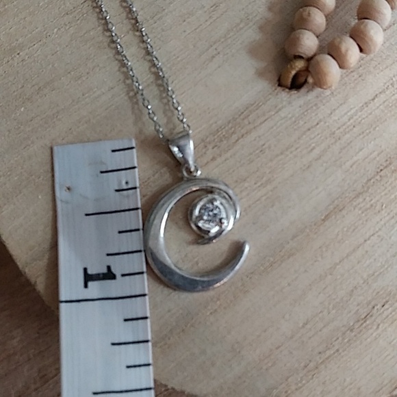 925 Sterling Silver Chain Necklace With Embellished C Initial Pendant - Picture 14 of 17